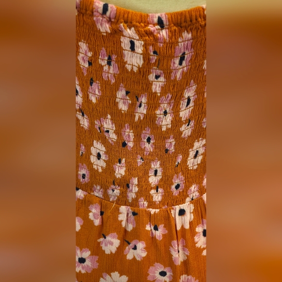 Free People Vibrant Orange Floral Maxi Dress, Size L. - Picture 9 of 15